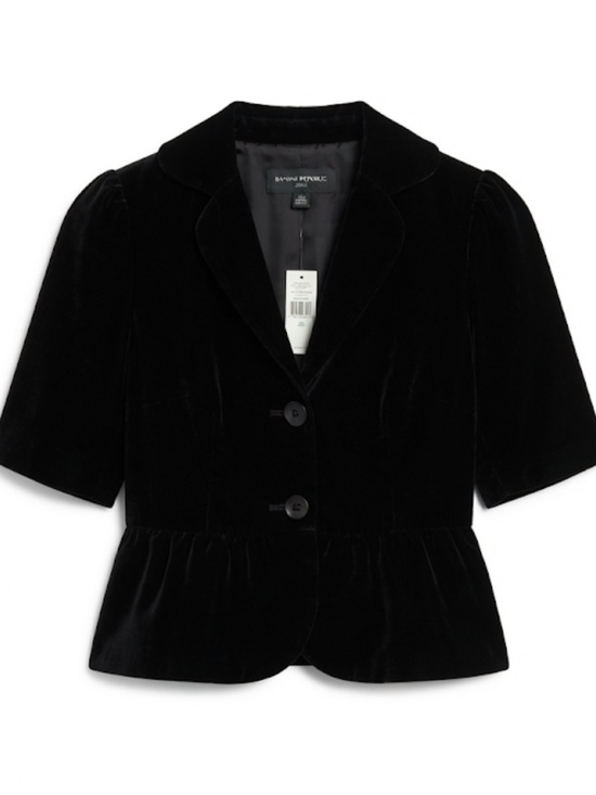 Banana Republic Jackets & Blazers - Banana Republic Black Velvet Peplum Blazer - Short Sleeve - NWT Size Small S